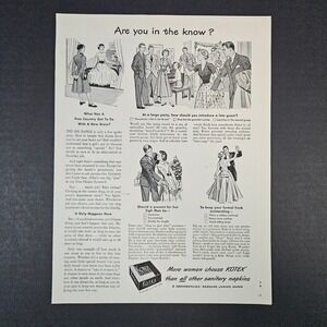 1949 Kotex Sanitary Napkins Vintage‎ Print Ad Party/Dating Big Dance Etiquette